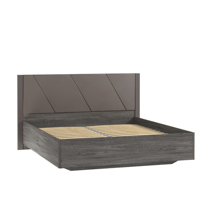 Кровать двуспальная Summit, с ортопедическим основанием, с мягкой спинкой, 1800×2000 мм, цвет канзас/ясень анкор темный