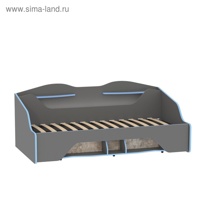 Кровать «Индиго 11.03», с подсветкой, с ортопедическим основанием, 2050×1125×831 мм, цвет тёмно-серый/графит