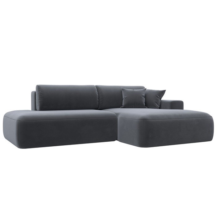 Угловой диван «Лига 036 Модерн», правый угол, механизм еврокнижка, НПБ, велюр, серый