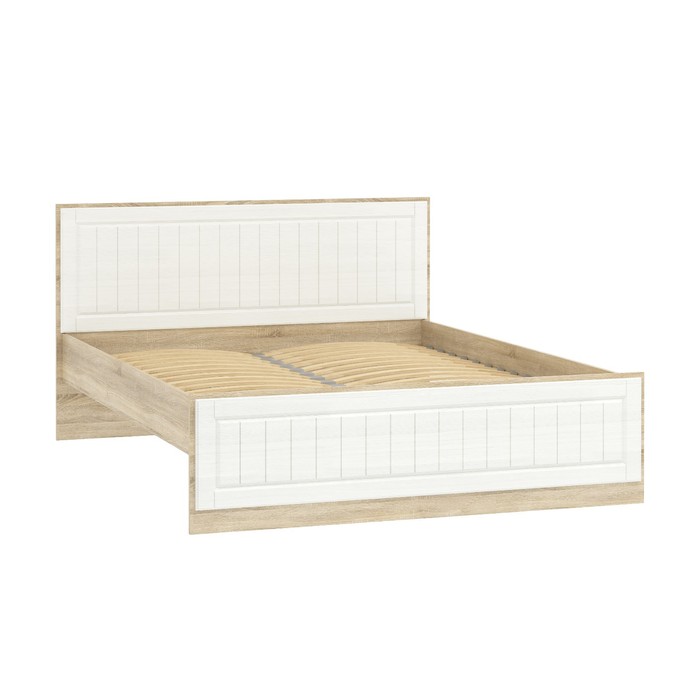 Кровать двуспальная «Оливия», с ортопедическим основанием, 1600×2000 мм, цвет дуб сонома/белое дерево МДФ